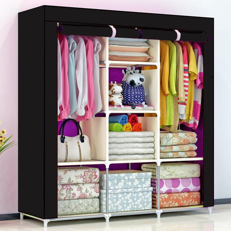 Складаний тканинний шафа, шафа для одягу Storage Wardrobe 88130 на 3 секції Black