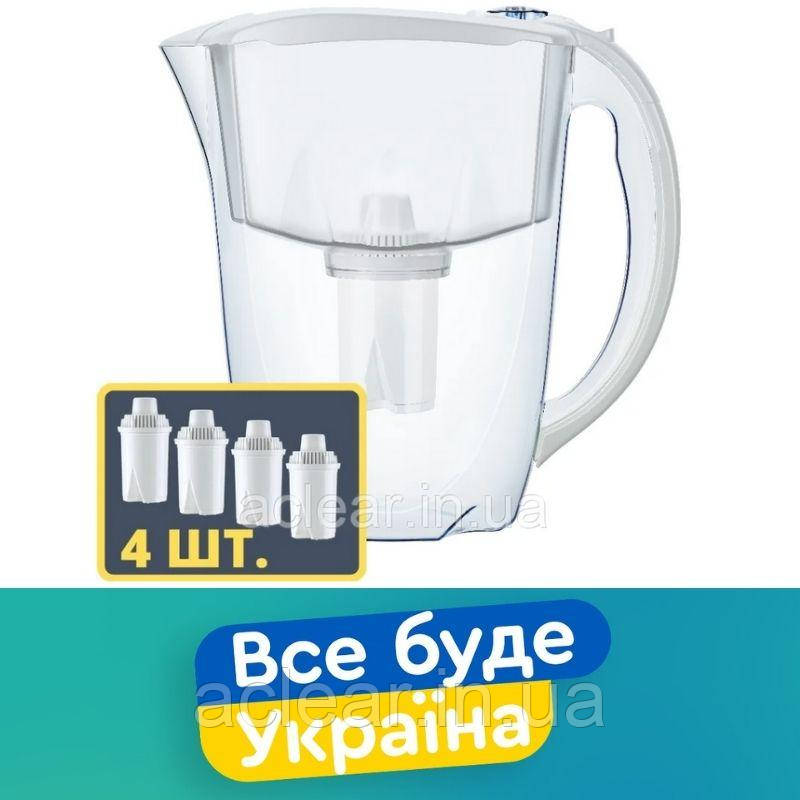 Фільтр-глечик з 4 шт. картриджів для очищення води, Аквафор ІДЕАЛ
