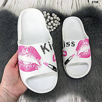 Жіночі пляжні шльопанці сланці пінкові на об'ємній підошві Kiss, фото 5