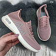 Жіночі пудрові текстильні кросівки на білій підошві, фото 4