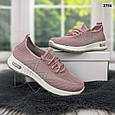 Жіночі пудрові текстильні кросівки на білій підошві, фото 5