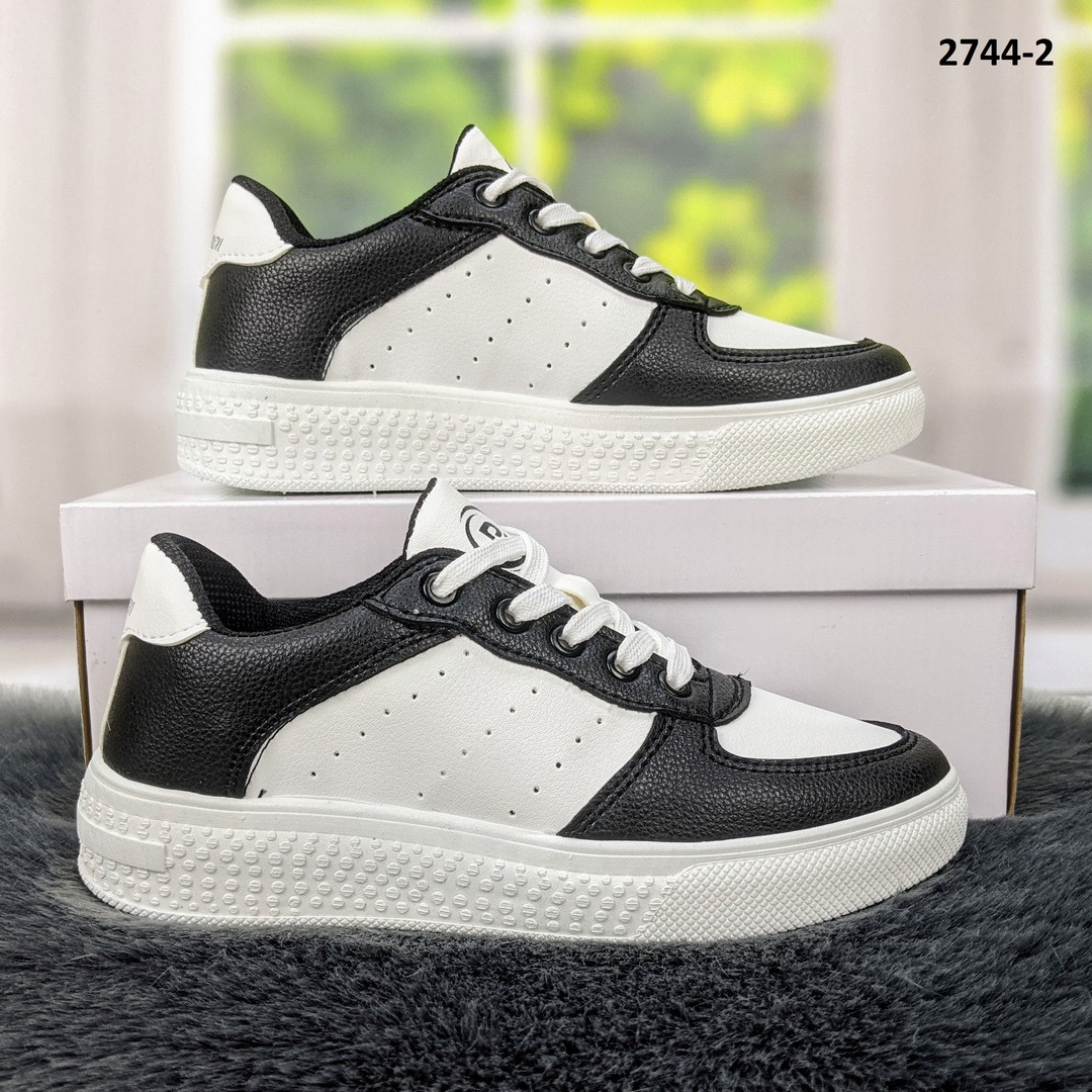 Кросівки кеди жіночі чорно-білі еко-шкіра Broman Україна, фото 1