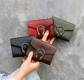 Жіночий міні гаманець клатч підкова під рептилію, маленький гаманець екошкіра з підковою(BRT)