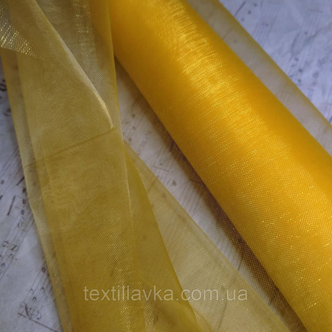 Органза для декору жовта, ширина 35 см