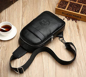 Чоловіча сумка-барсетка на груди Feidikabolo натуральна шкіра <unk> Бананка слінг на плече шкіряна, кросбоді