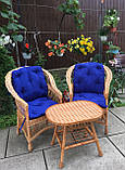2 крісла "Звичайні" з синіми подушками і столик овальний "Звичайний", фото 2