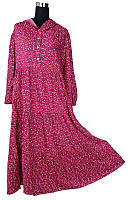Платье длинное с капюшоном свободного кроя р. 52-56 малиновое (C4204), фото 1