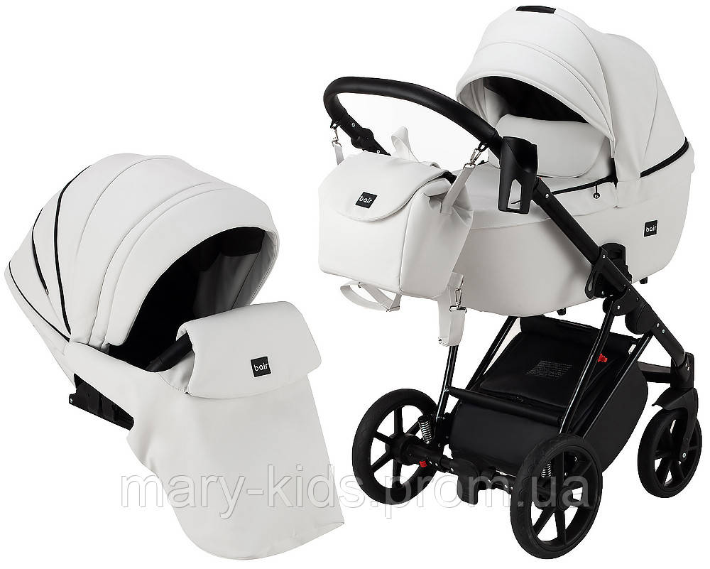 Коляска 2 в 1 Bair Infinity шкіра 100% BI-2300-AMO white (білий)