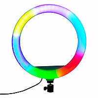 Светодиодное RGB LED кольцо для селфи "MJ33", селфи лампа кольцевая разноцветная с держателем (TO)