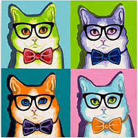 Полотно на картоне с контуром, "Pop Art Cat", хлопок, акрил, ROSA START 30 х 30 см.