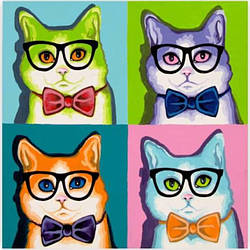 Полотно на картоні з контуром, "Pop Art Cat", бавовна, акрил, ROSA START 30 х 30 см.