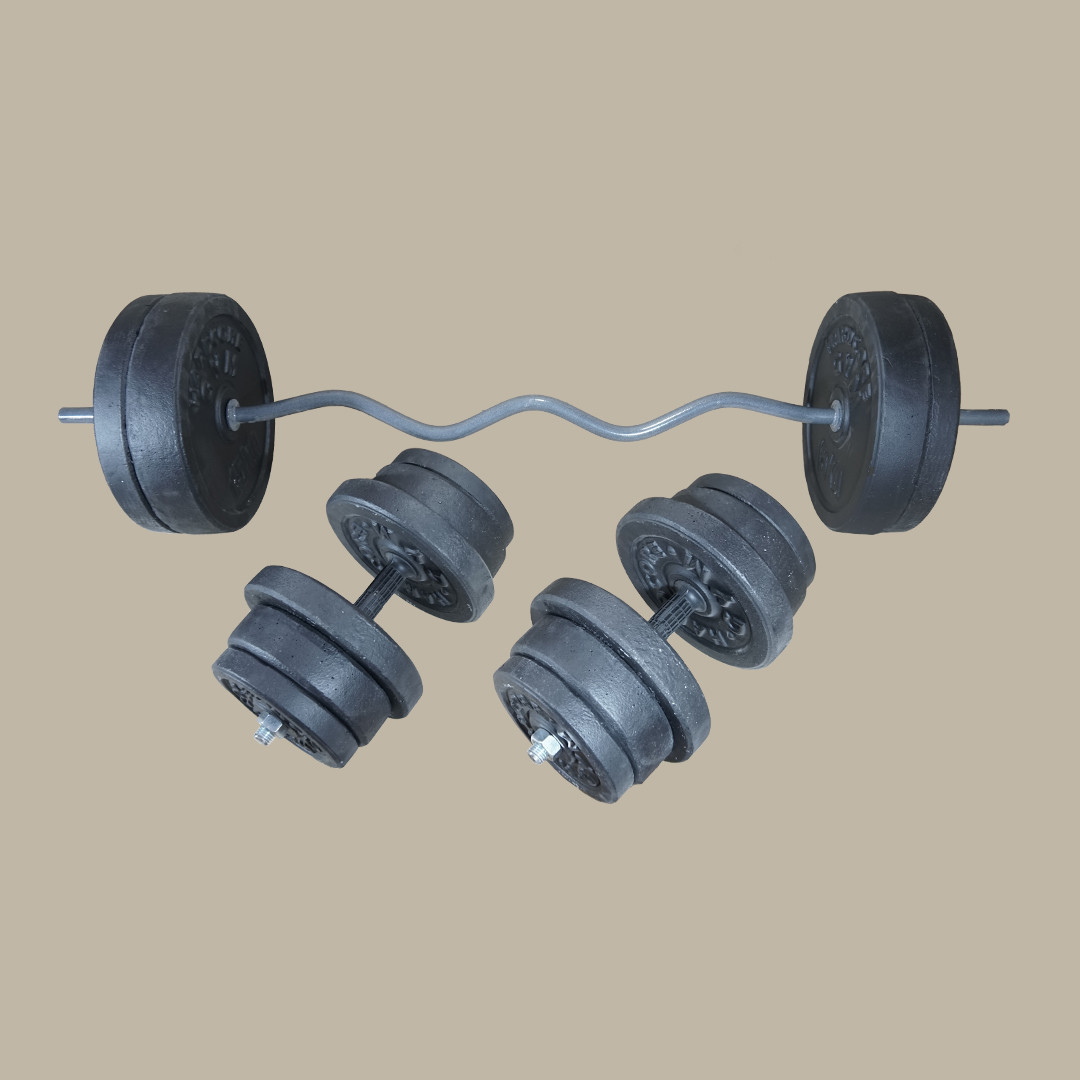 Штанга W-подібна + гантелі 108 кг Гантелі, гирі, штанги та диски Граниліт