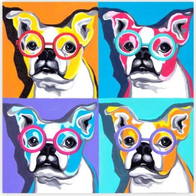 Полотно на картоні з контуром, "Pop Art Dog", бавовна, акрил, ROSA START 30 х 30 см.