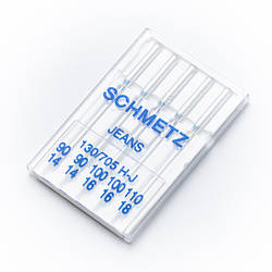 Набір голок для побутових швейних машин SCHMETZ Jeans 130/705 H-J №90(2 шт), №100(2 шт), №110(1 шт)