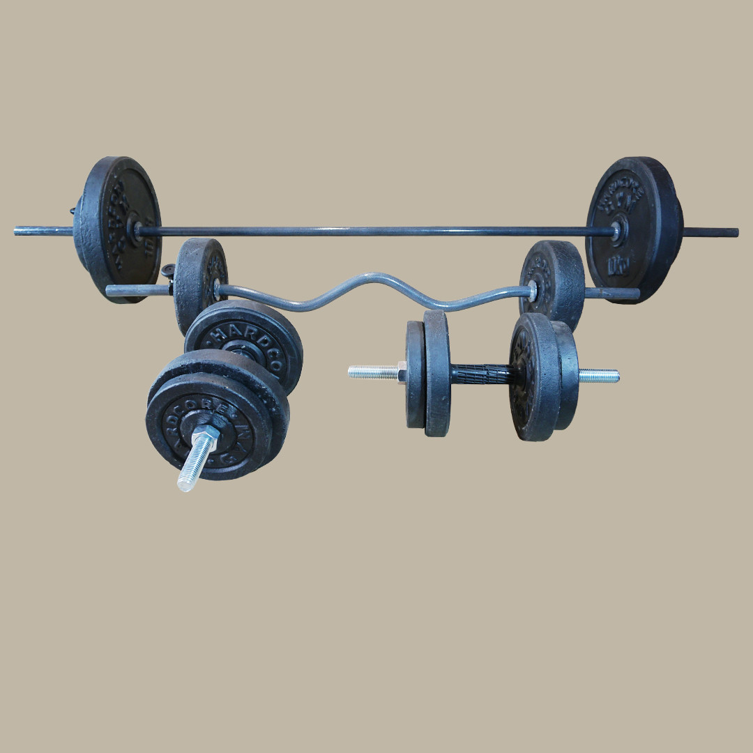 Штанга набірна + W-подібний гриф з гантелями на 70 кг Гантелі, гирі, штанги та диски Граниліт