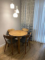 Комплект кухонный стол круглый раздвижной деревянный Женова 130 см стулья Иску Н набор стол стулья
