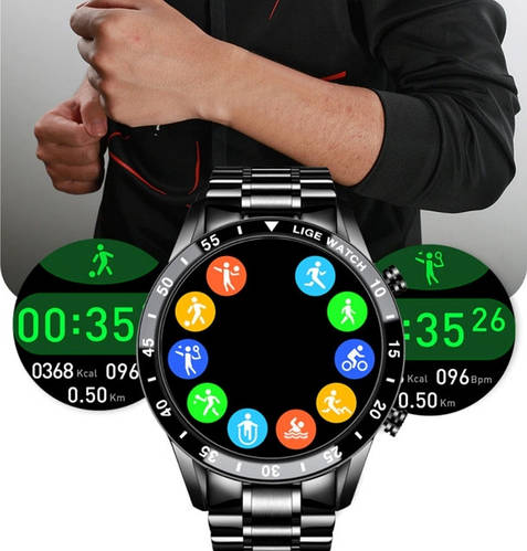 Купить Мужские Смарт часы Lige Smart Power Nano Black c измерением ...