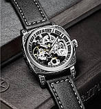 Оригінальний дизайнерський чоловічий механічний годинник WishDoIt Baron на чорному шкіряному ремінці, фото 4