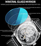 Оригінальний дизайнерський чоловічий механічний годинник WishDoIt Baron на чорному шкіряному ремінці, фото 5