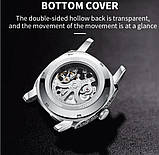 Оригінальний дизайнерський чоловічий механічний годинник WishDoIt Baron на чорному шкіряному ремінці, фото 8