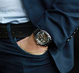 Оригінальний дизайнерський чоловічий механічний годинник WishDoIt Baron на чорному шкіряному ремінці, фото 10