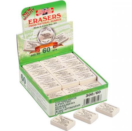 Гумка прямокутна слон білого кольору "Koh-i-noor" 300 в упаковці 60 шт, фото 1