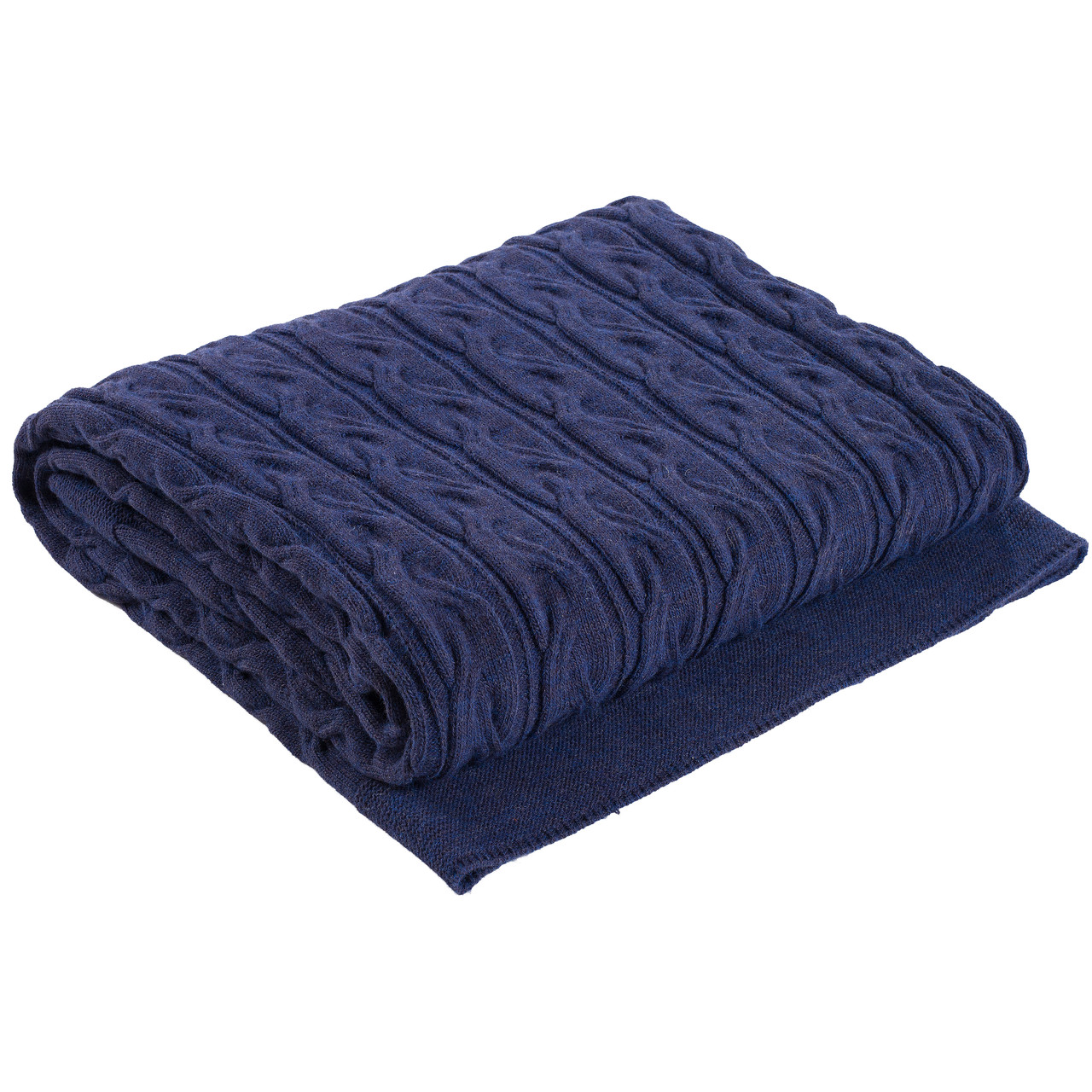 Плед в'язаний Ohaina коси 250x250 Blueberries