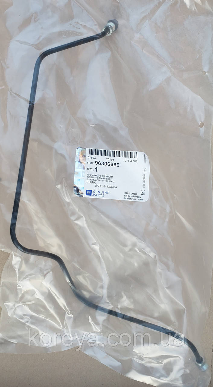 Трубка заднього гальма Ланос Сенс прав. Уб. (без АБС) GM, фото 1