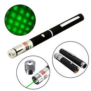 Лазер зелений 5мВт 532нМ, лазерна указка на батарейках, насадка