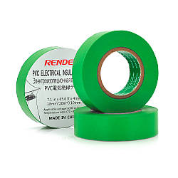 Ізострічка RENDER 0,10 мм*18 мм*20 м (зелена), temp:-10+80 °C, 2000 V, розтяж – 180%, міцність 20Н/см, Адезія