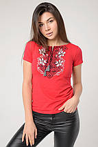 Жіноча вишита футболка у молодіжному стилі «Лілея з червоним» S, фото 3