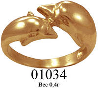 Кольцо женское серебряное Дельфины