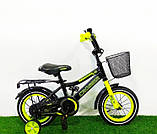 Велосипед дитячий двоколісний з кошиком Crosser Rocky 16" зростання 100-120 см вік 4 до 7 років чорно-салатовий, фото 2