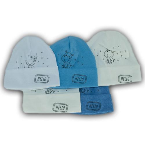 Однослойная шапка трикотажная для новорожденных с отворотом детская Однослойная шапка трикотажная для новорожденных с отворотом детская