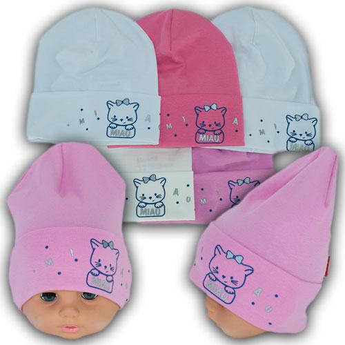 Однослойная шапка трикотажная для новорожденных с отворотом детская