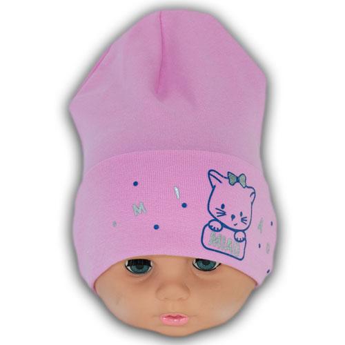 Однослойная шапка трикотажная для новорожденных с отворотом детская