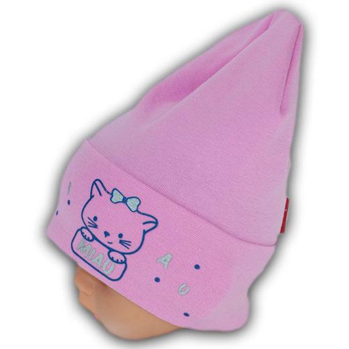 Однослойная шапка трикотажная для новорожденных с отворотом детская