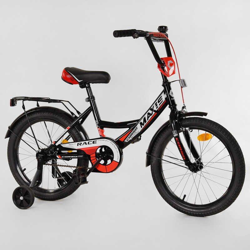 Велосипед дитячий двоколісний 18" CORSO Maxis чорно-червоний 18201