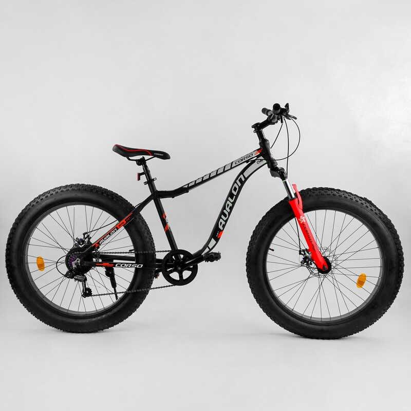 Велосипед фетбайк дорослий спортивний 26" CORSO Avalon чорно-червоний 21085