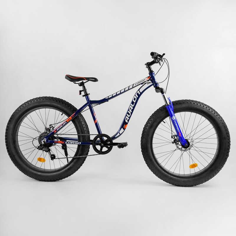 Велосипед фетбайк дорослий спортивний 26" CORSO Avalon чорно-синій 14319
