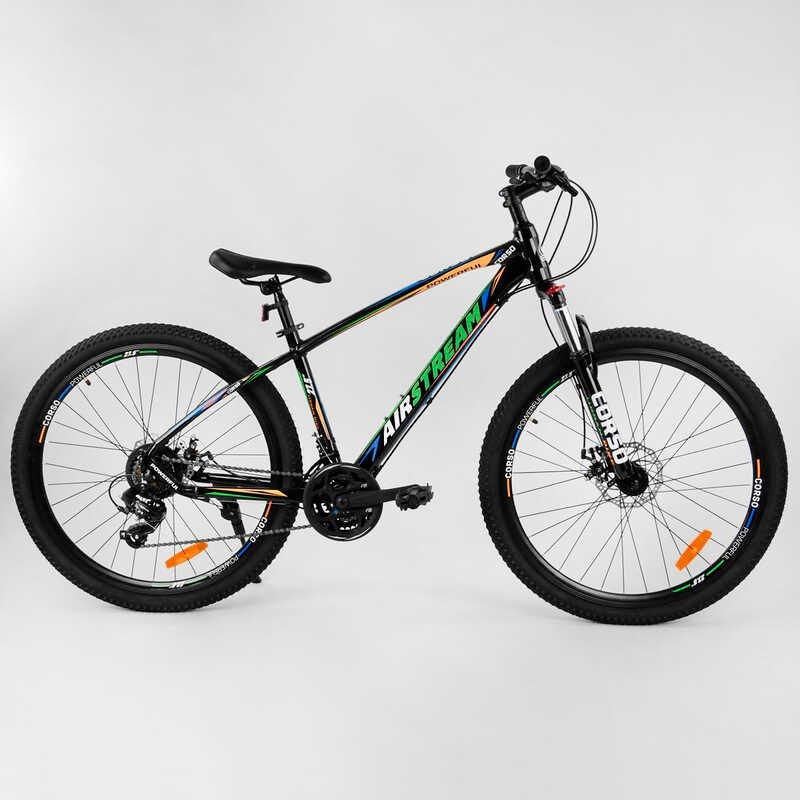 Велосипед дорослий спортивний 27,5" CORSO AirStream чорно-зелений 80709
