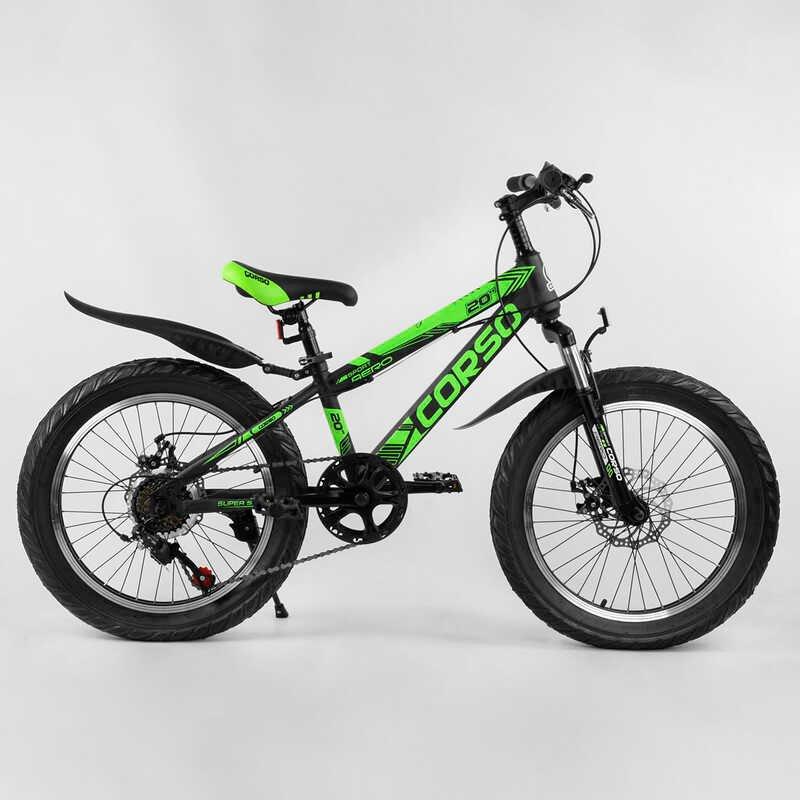 Велосипед підлітковий двоколісний 20" CORSO Aero зелений 79901