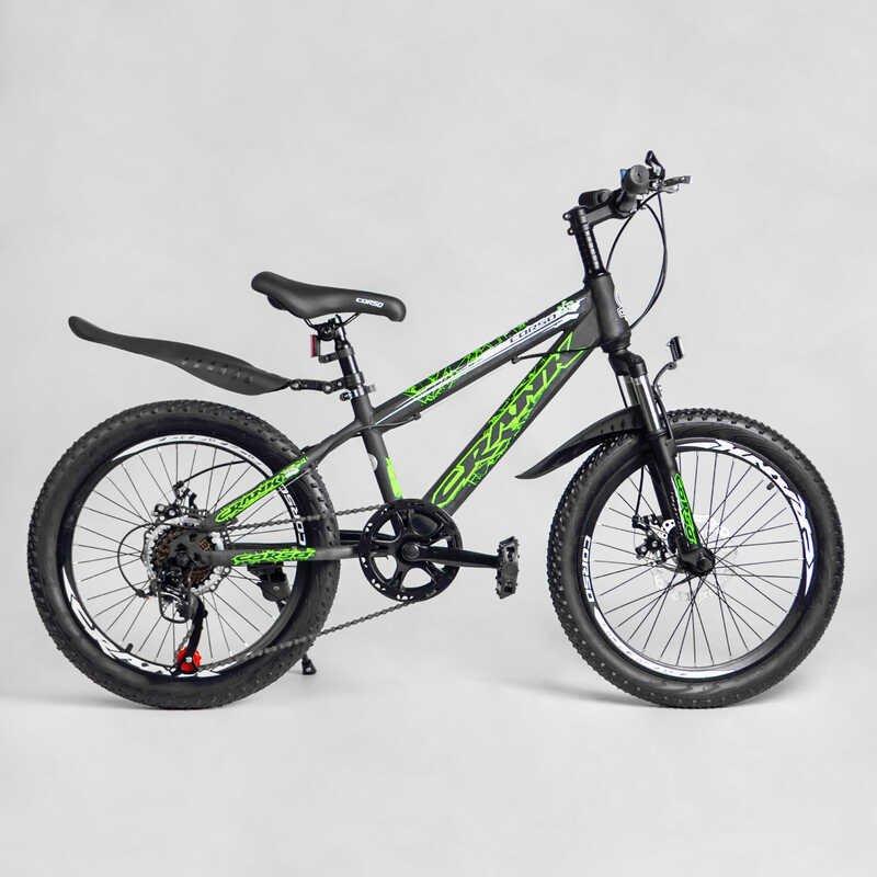 Велосипед підлітковий двоколісний 20" CORSO Crank чорно-зелений CR-20704