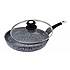 Сковорода з мармуровим покриттям Edenberg EB-9166 24 см 2.1 л скляна кришка Чорна, фото 4