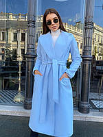 Жіноче кашемірове пальто з поясом класика, фото 6
