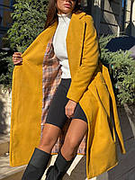 Жіноче кашемірове пальто з поясом класика, фото 5