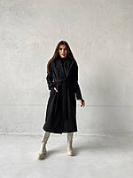 Жіноче кашемірове пальто з поясом класика, фото 10
