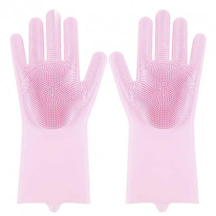 Силіконові рукавички Magic Silicone Gloves Pink для прибирання чистки миття посуду для будинку. Колір рожевий, фото 2