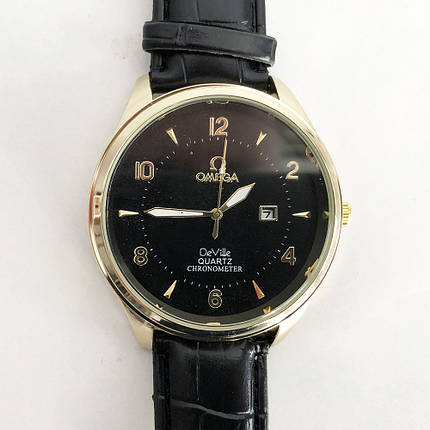 Часы наручные Omega Black ремешок черный (реплика), фото 2
