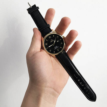 Часы наручные Omega Black ремешок черный (реплика), фото 2